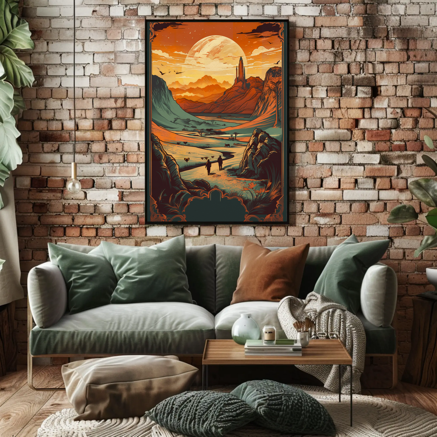 Sunset Over Distant Spires Fantasy Valley Travel Poster
