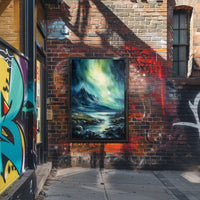 Northern Lights Over Majestic Mountains Poster