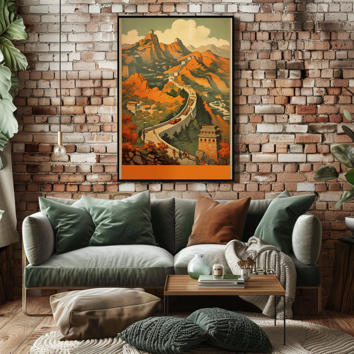 Great Wall Of China Historic Autumn Travel Poster