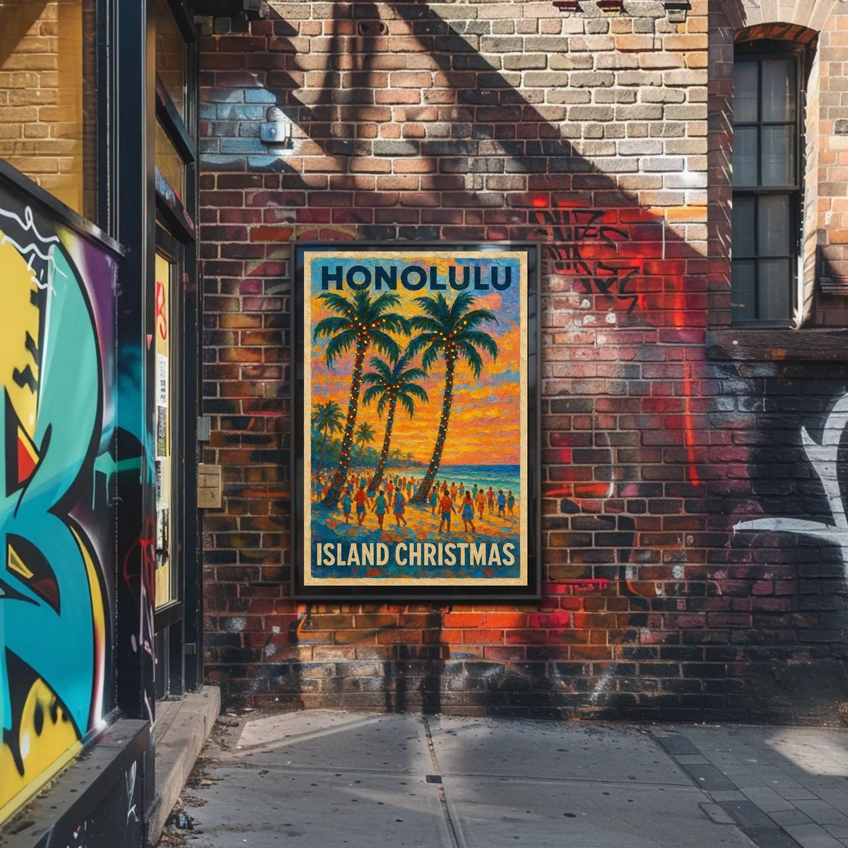 Honolulu Island Christmas Poster