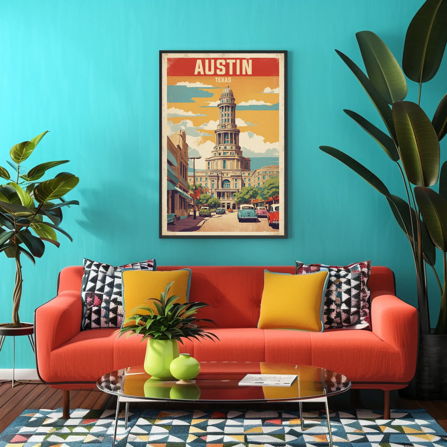 Austin Texas Downtown Capitol Vintage Travel Poster