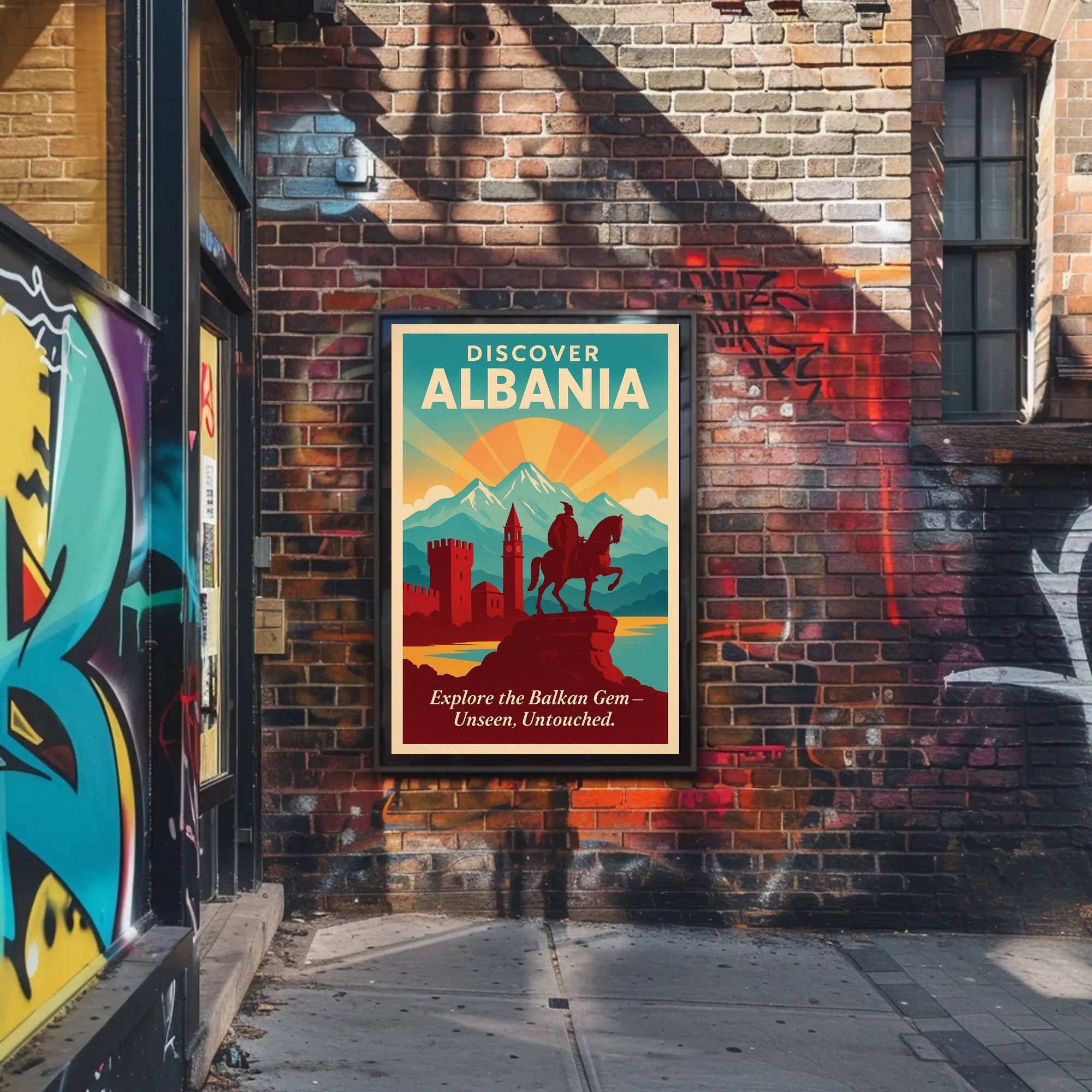 Albanian Alps Adventure Vintage Travel Poster