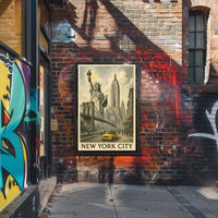 New York City Iconic Skyline Poster Vintage Wall Art