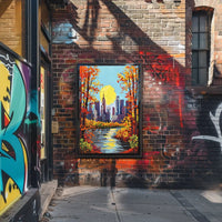 Autumn Cityscape Poster: Vibrant Urban Art Print
