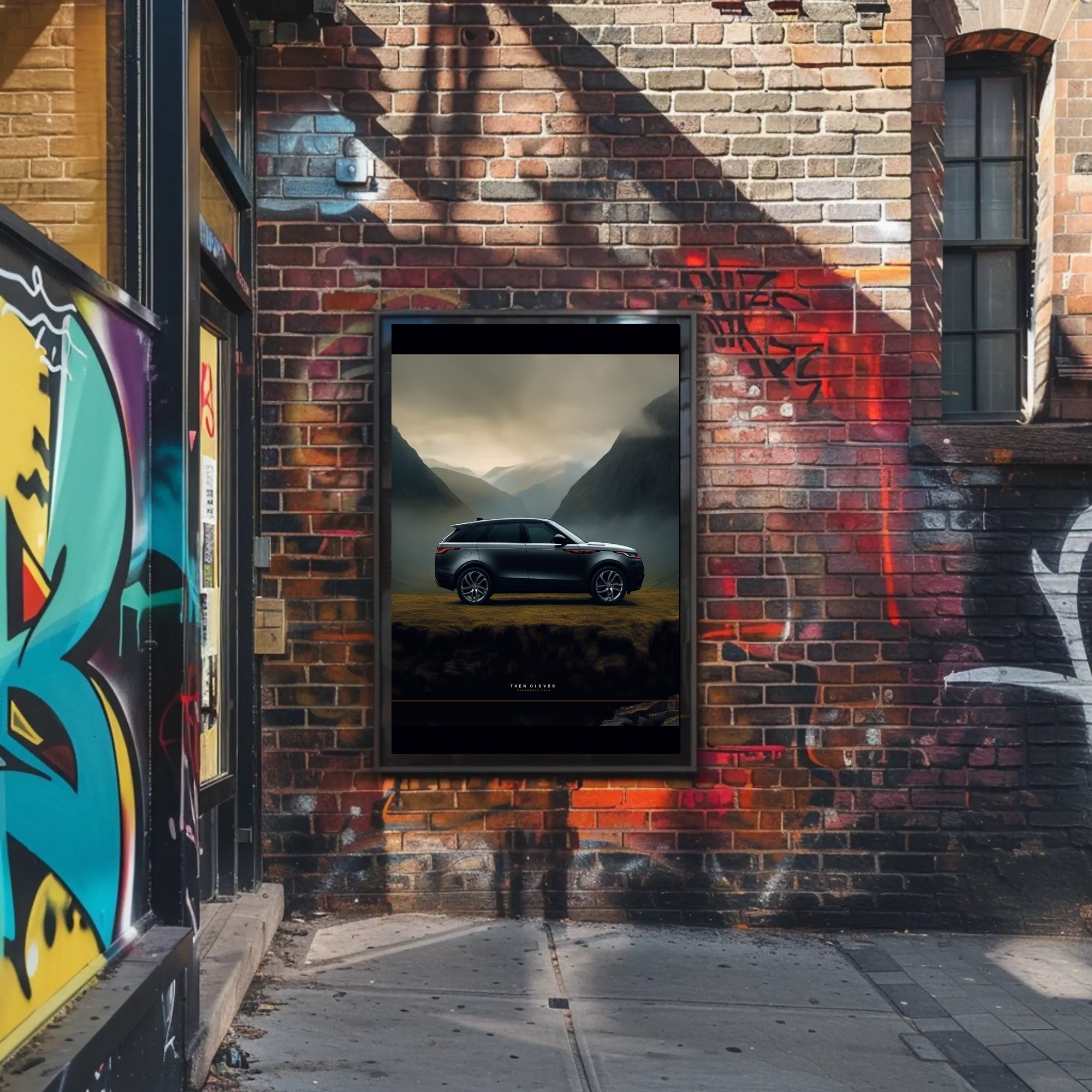 Luxury SUV in Serene Landscape Poster PosterGoat