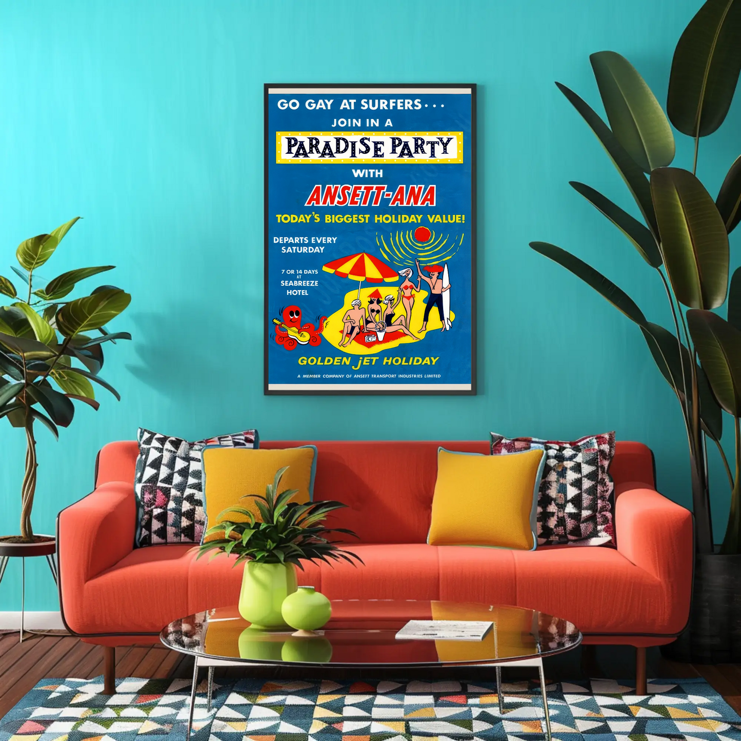 Paradise Party Vintage Poster - Ansett-ANA