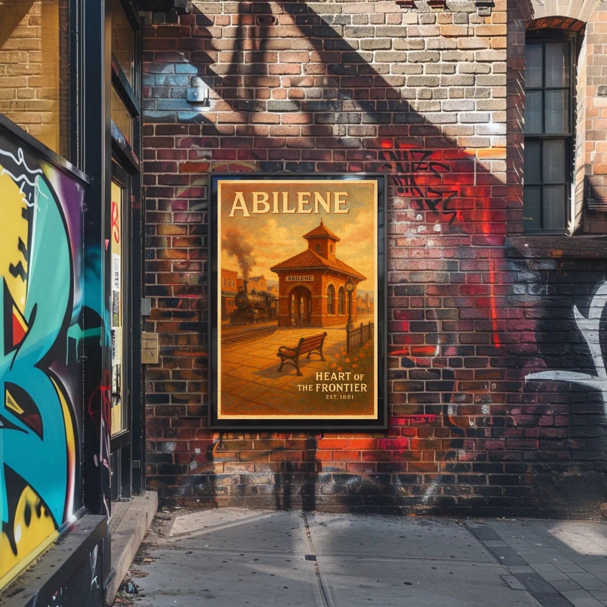 Abilene Vintage Travel Poster Heart Of Frontier