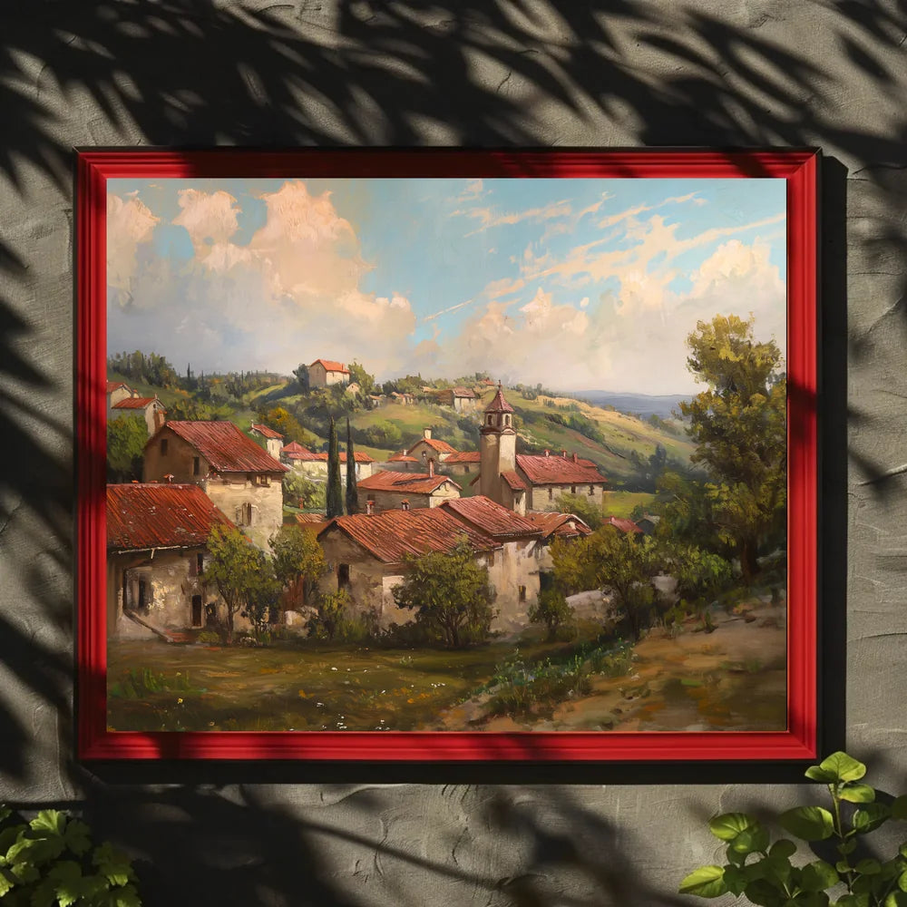 Countryside Village Scene Impressionist Art Poster