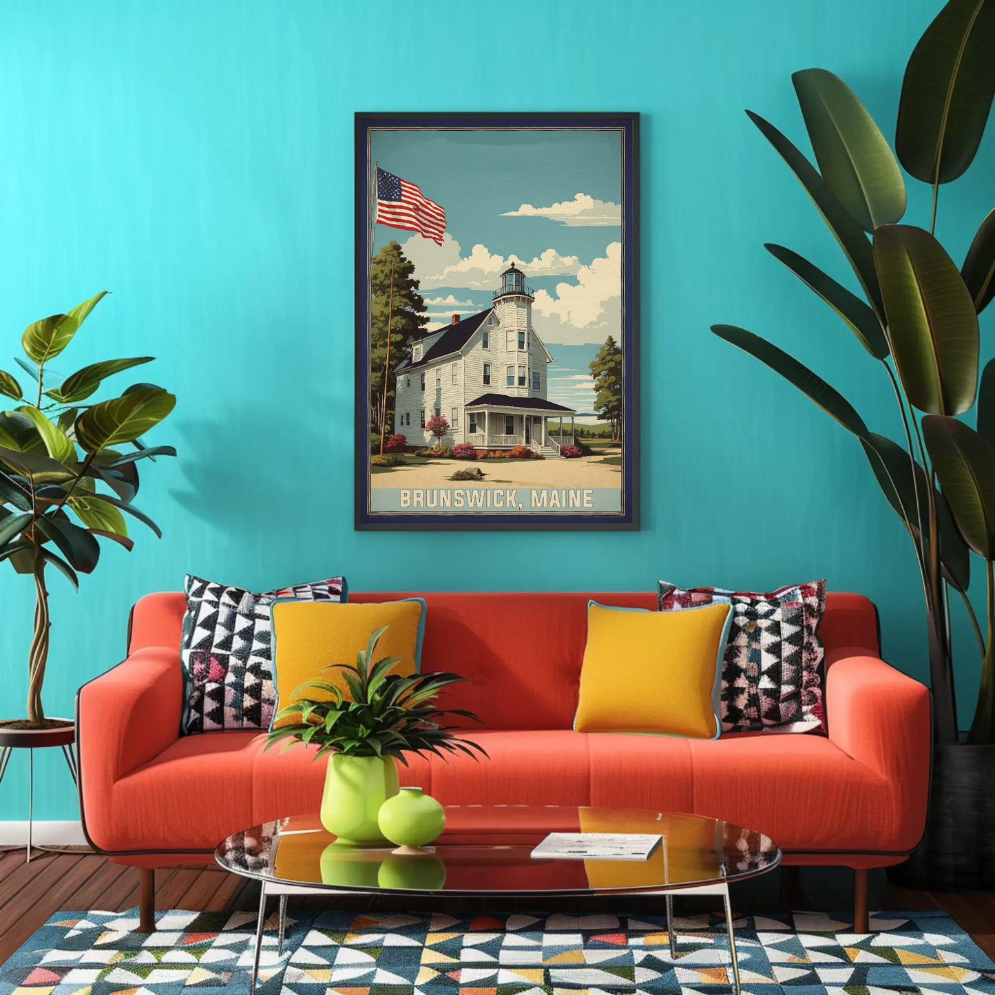 Brunswick Maine American Scene Art Vintage Travel Poster
