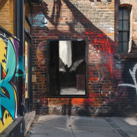 Dark Bat Window: Eerie Gothic Artistic Poster PosterGoat