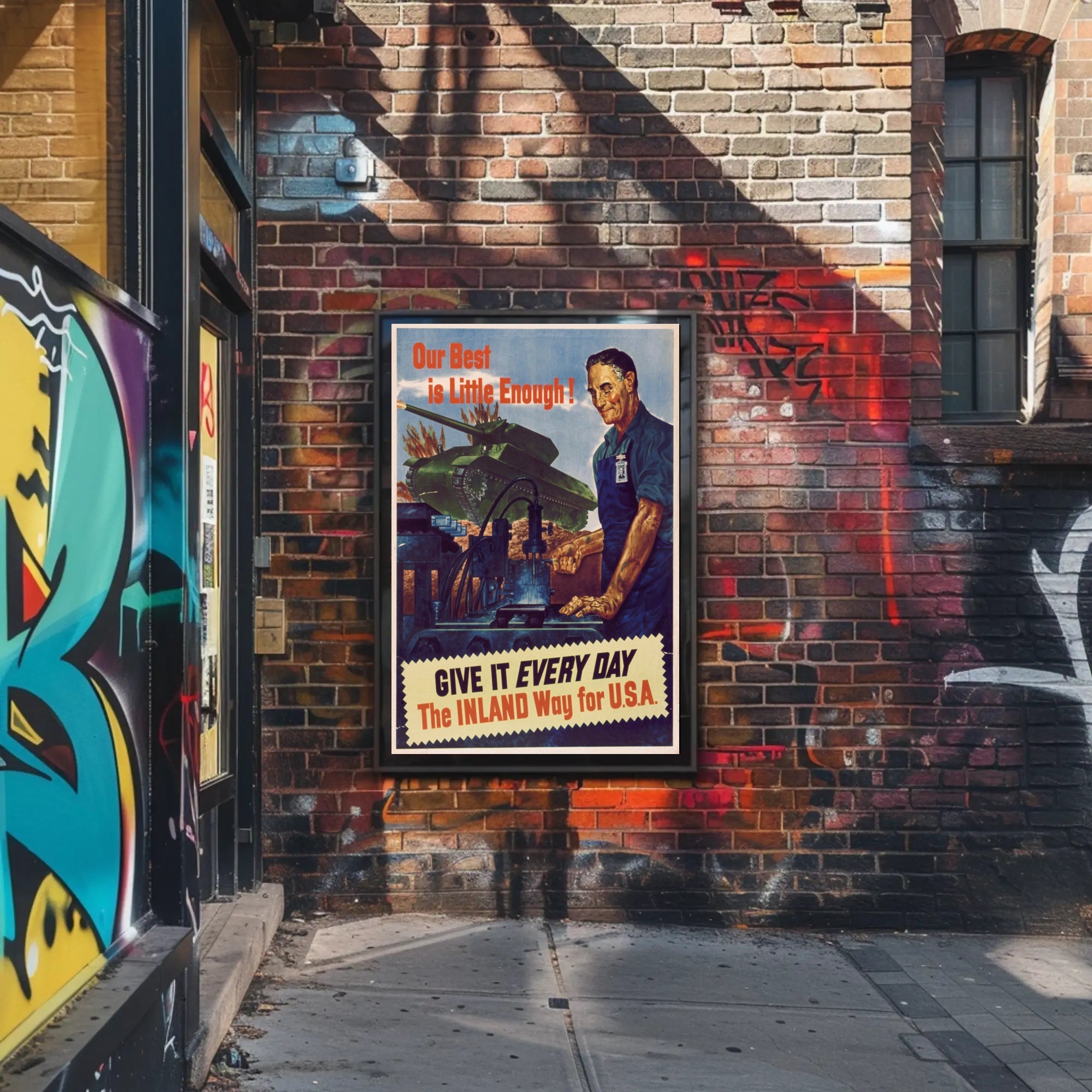 WWII Industrial Support Poster Emphasizing American War Effort