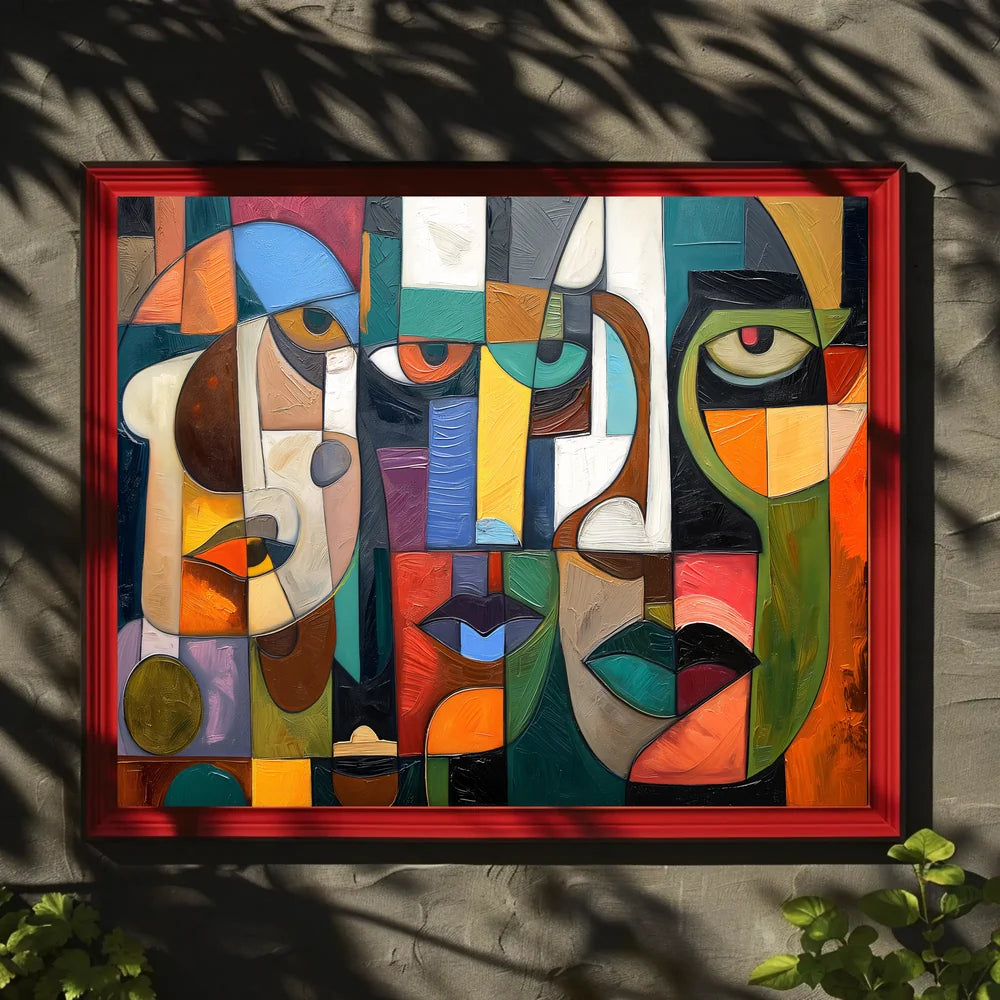 Cubist Faces Abstract Modern Art Poster Print