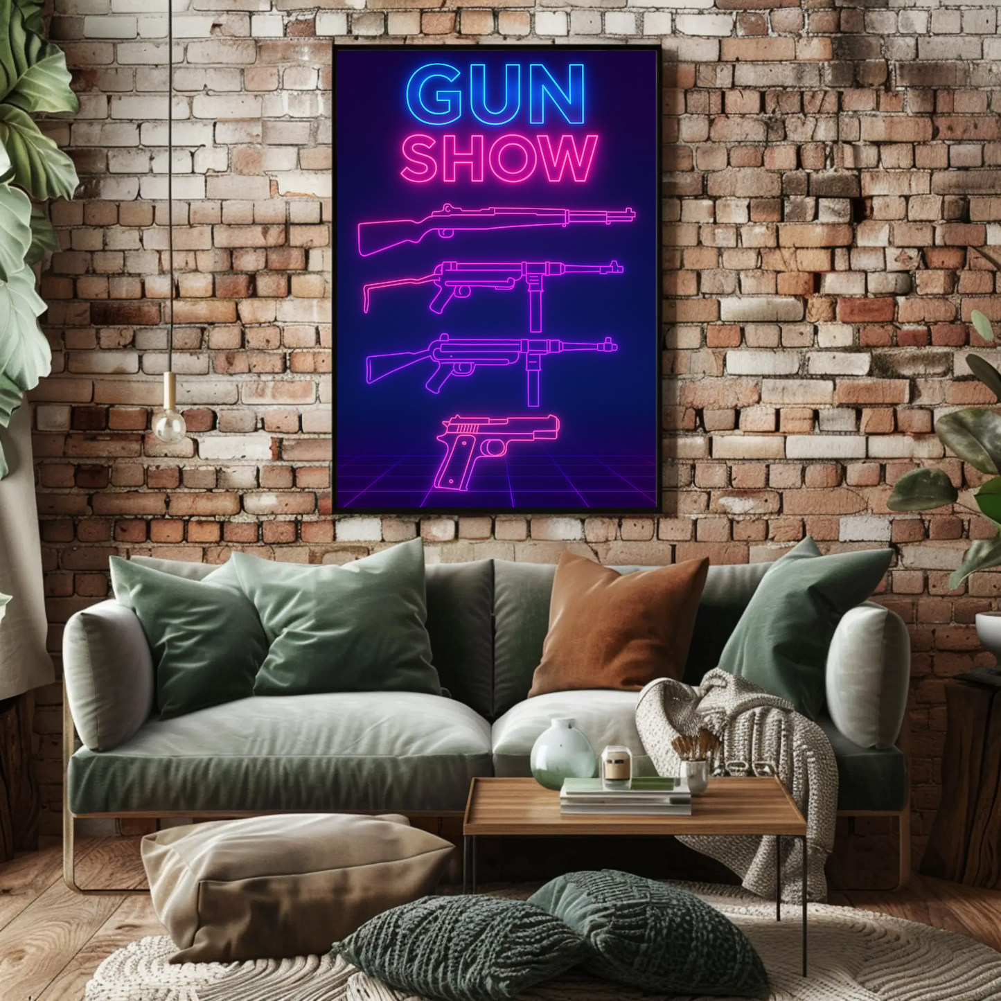 Gun Show Neon Firearm Poster