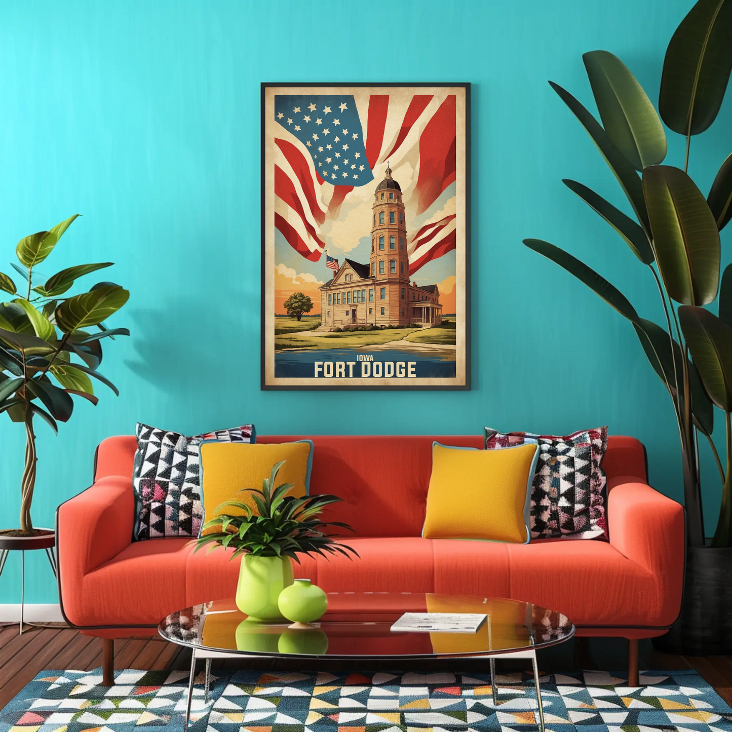 Fort Dodge Iowa Historic Building Vintage Travel Poster