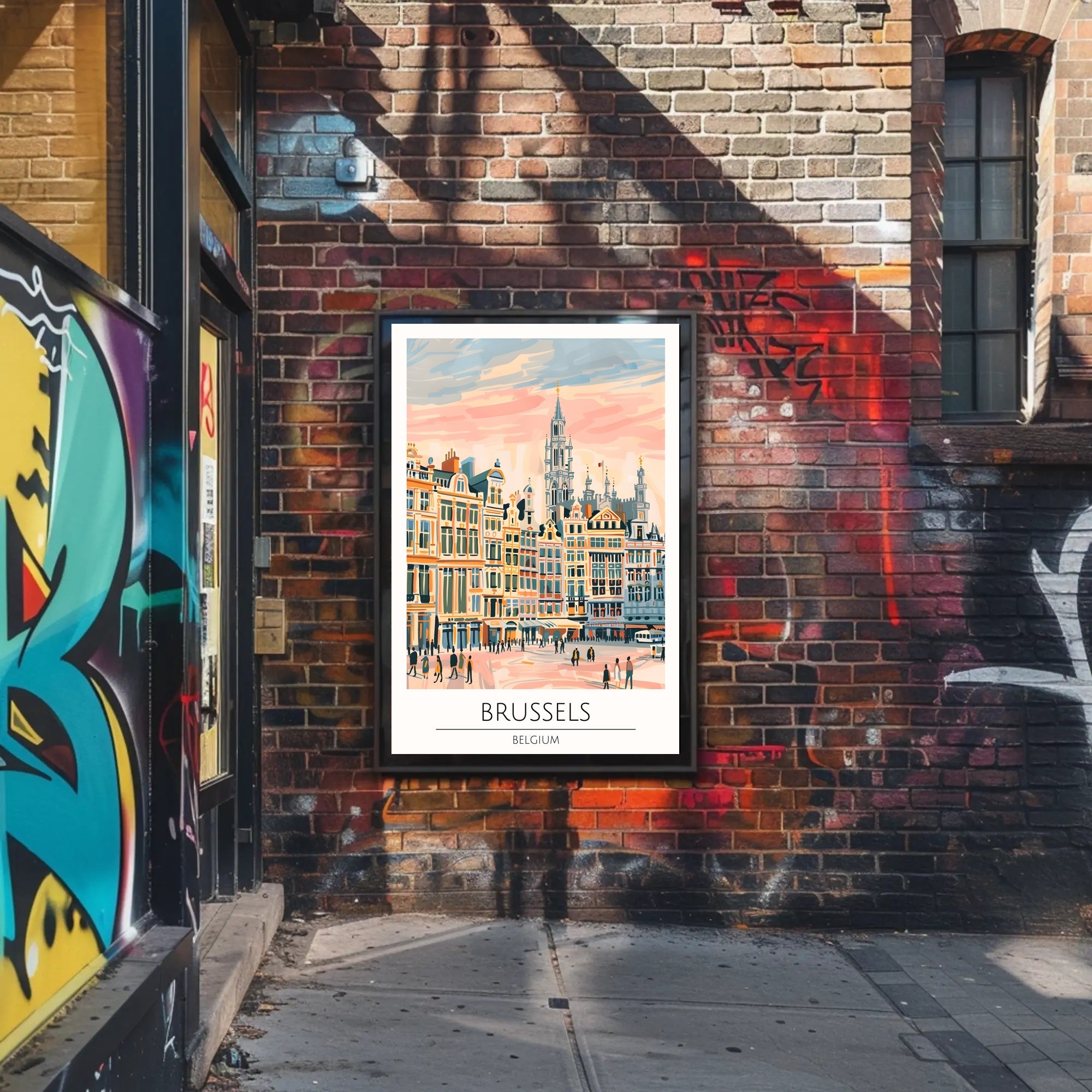 Brussels Cityscape Illustration Poster PosterGoat