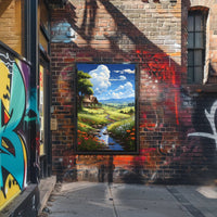 Serene Countryside Retreat: Idyllic Landscape Art Poster