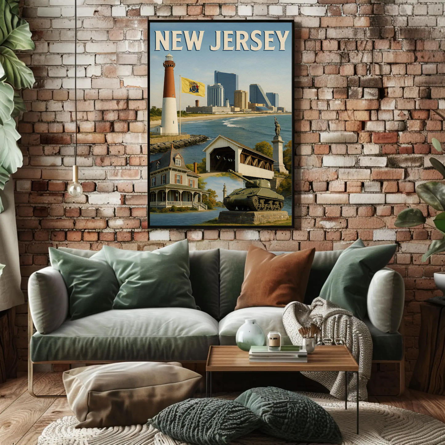 New Jersey Coastal Attractions Lighthouses Boardwalk Travel Poster Travel Poster