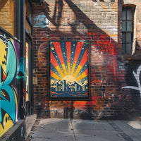 City Skyline Retro Poster: Hopeful Urban Sunrise