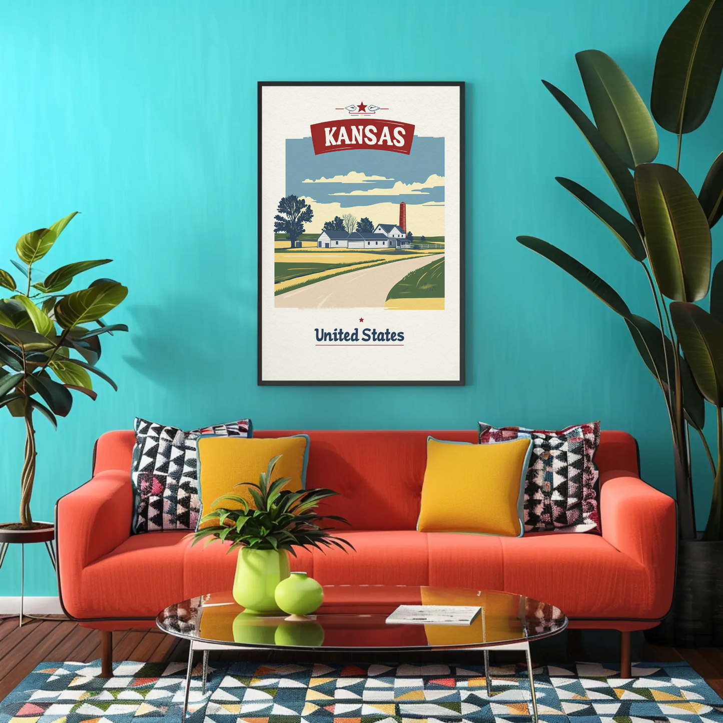 Kansas Country Road Vintage Poster