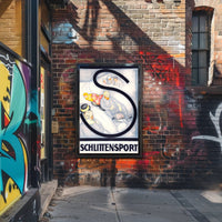 SCHLITTENSPORT Vintage Winter Sports Adventure Art Poster PosterGoat