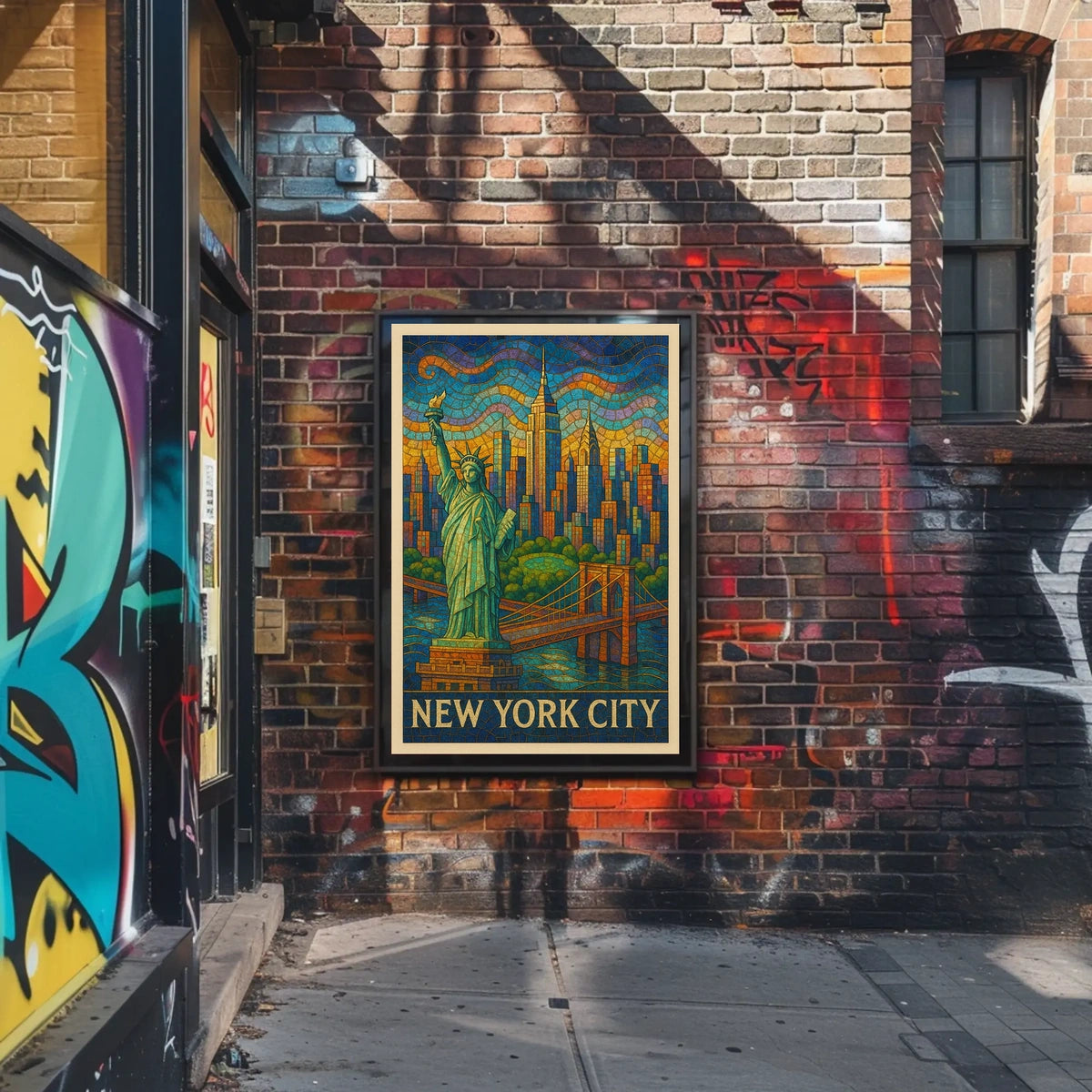 New York City Mosaic Poster Vibrant Colors for Home Decor