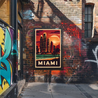 Miami Sunset Skyline Poster