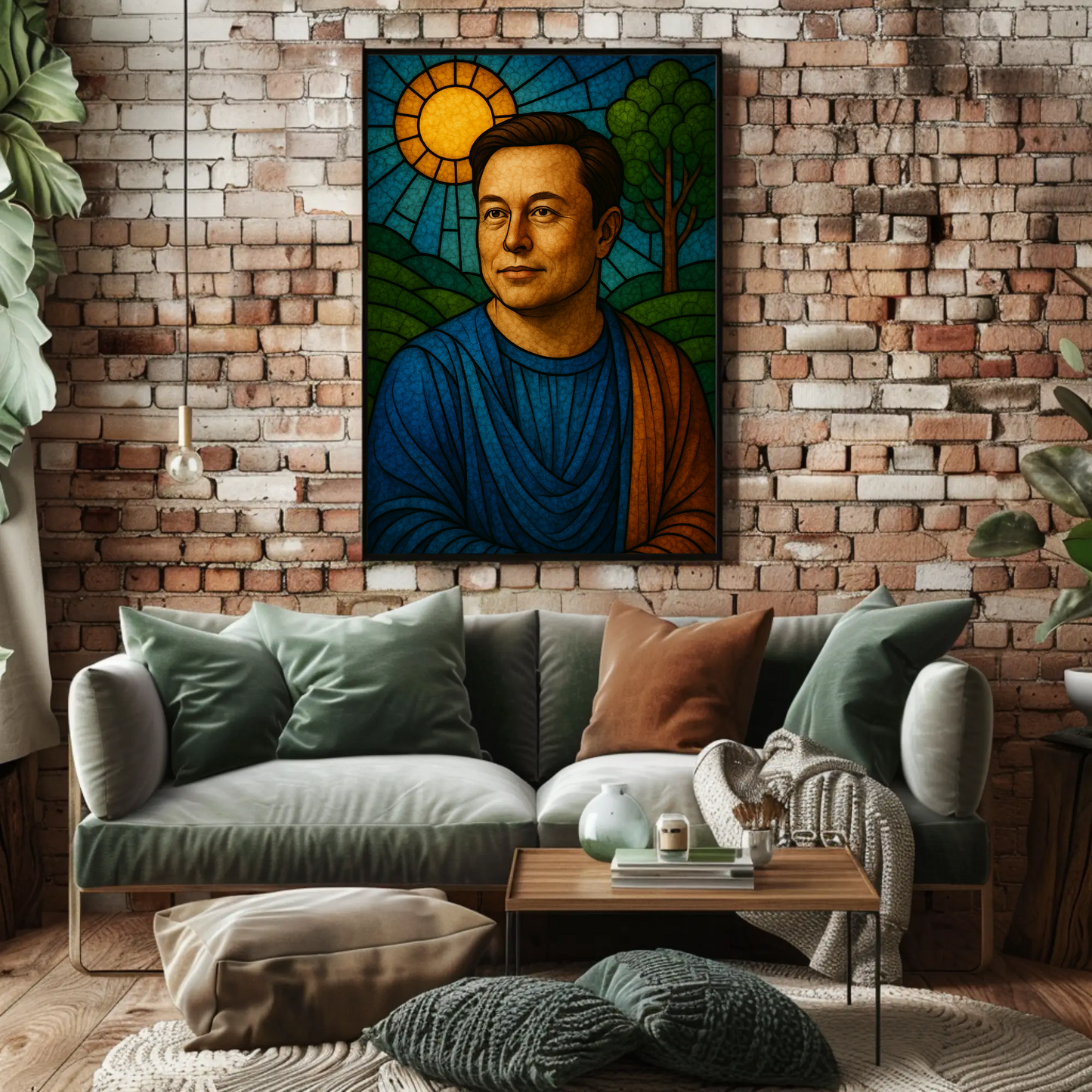 Elon Musk Modern Icon Stained Glass Poster
