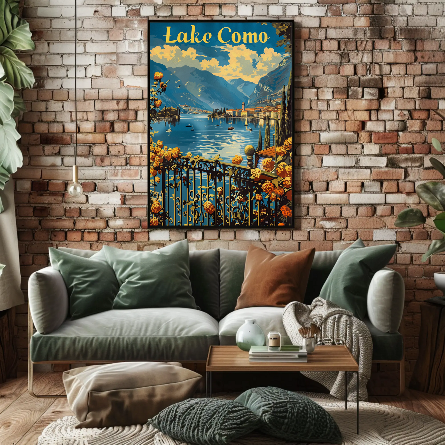 Lake Como Italian Villas Mountains Travel Poster