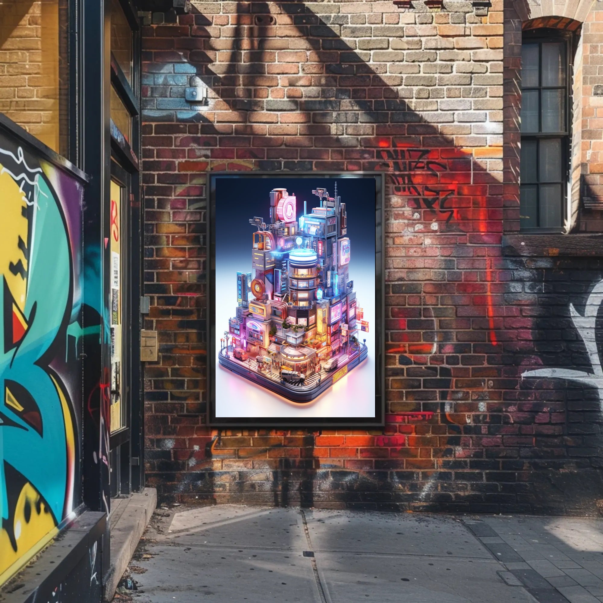 Cyberpunk Metropolis Neon Magic Futuristic Sci-Fi Poster