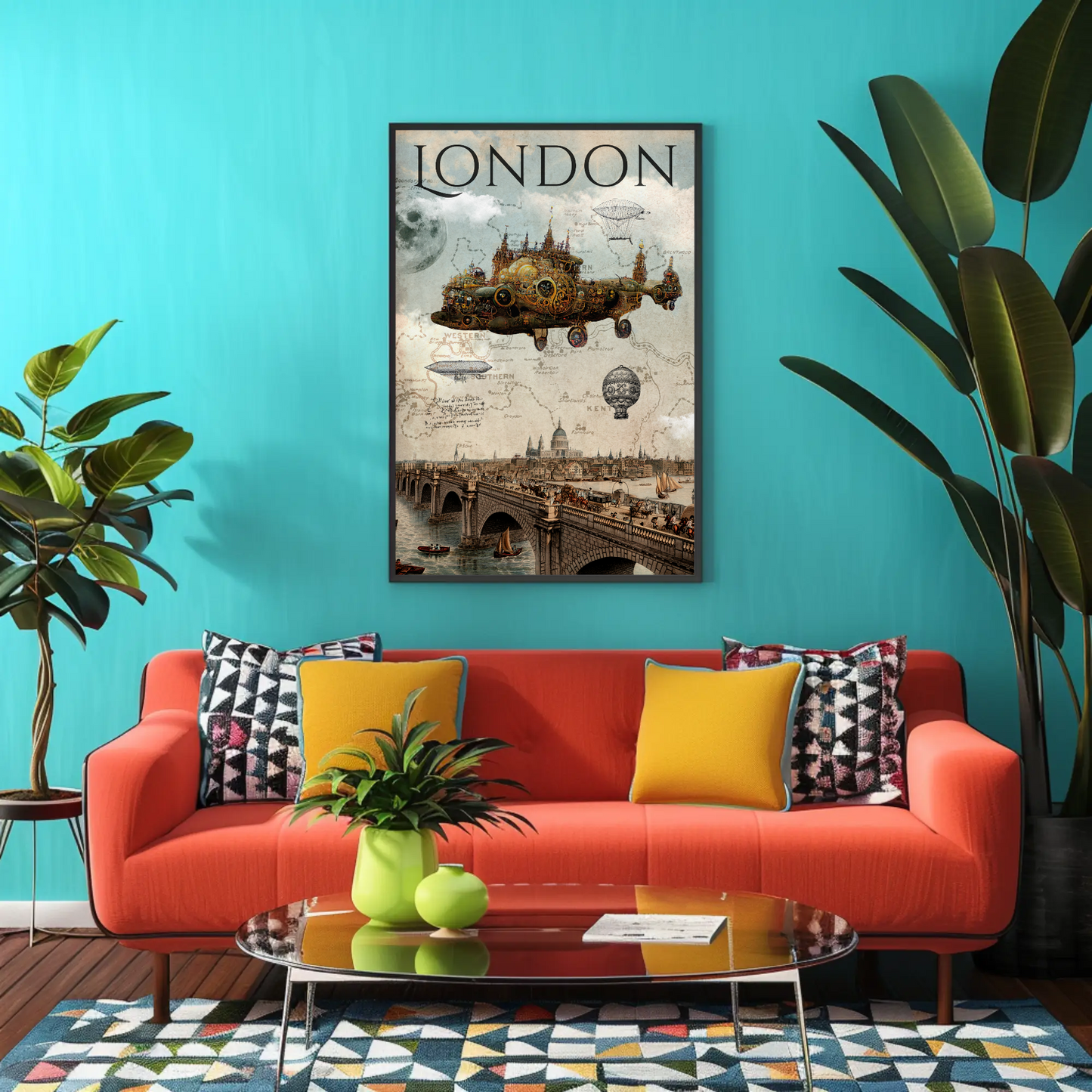 Vintage Poster Steampunk London Airship