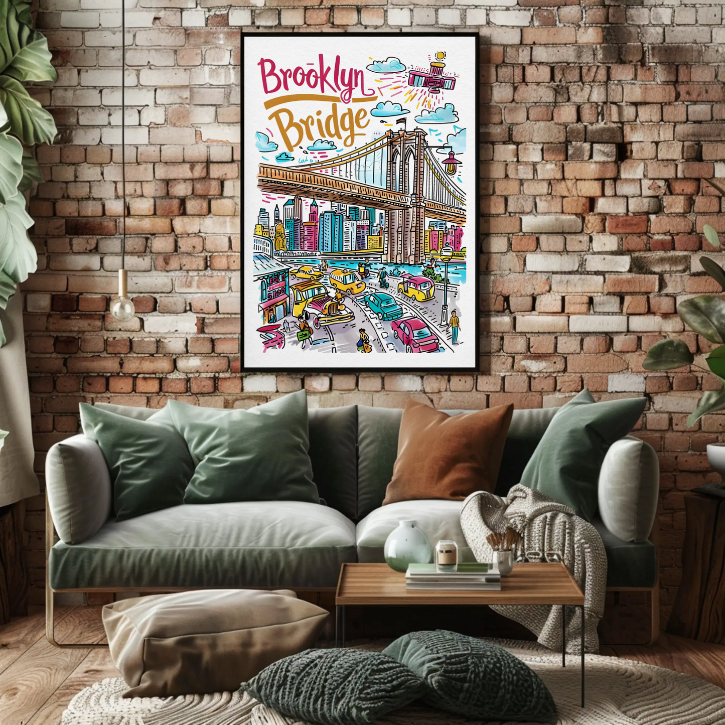 Brooklyn Bridge New York Iconic Landmark Travel Poster