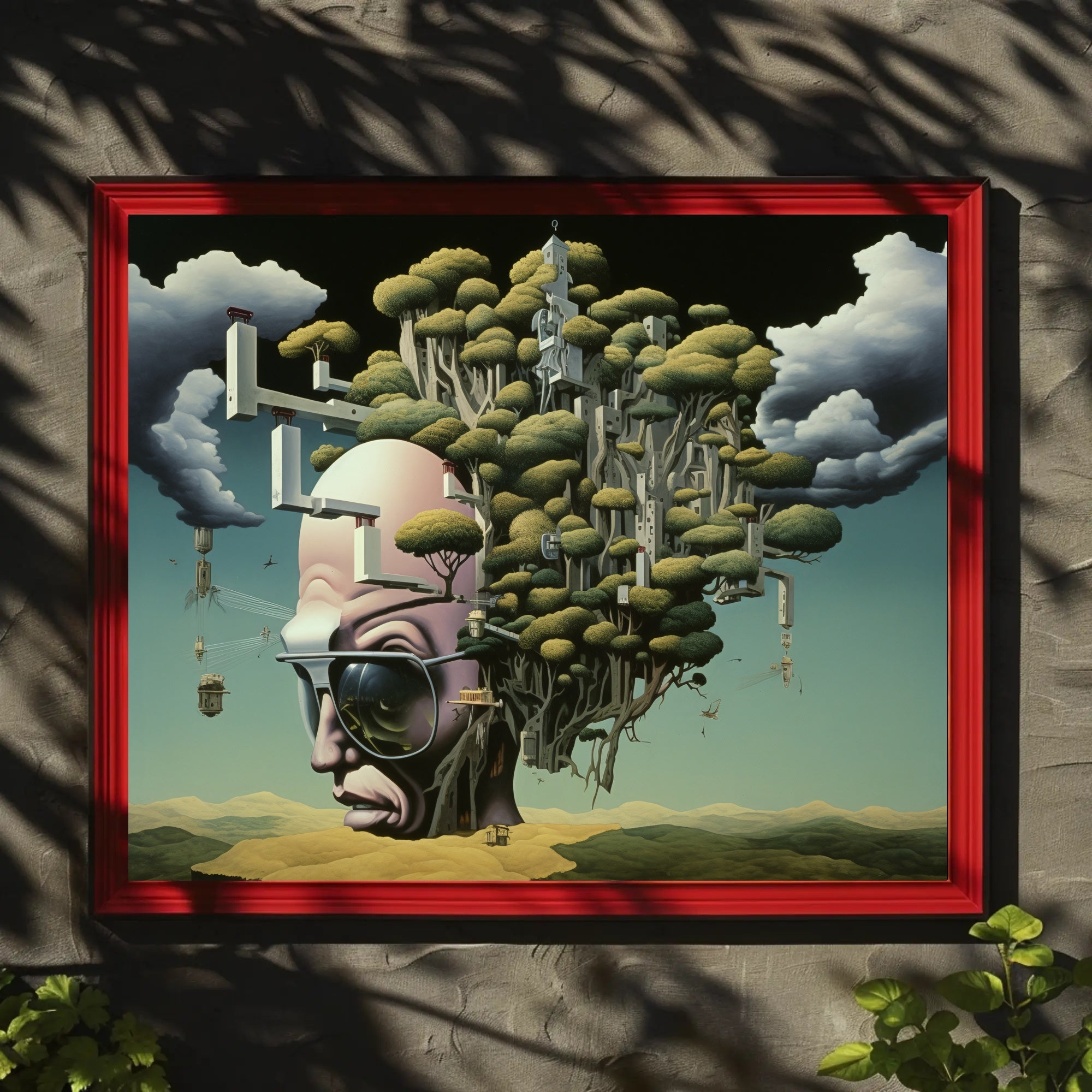Surreal Cityscape with Tree of Imagination Artistic Poster