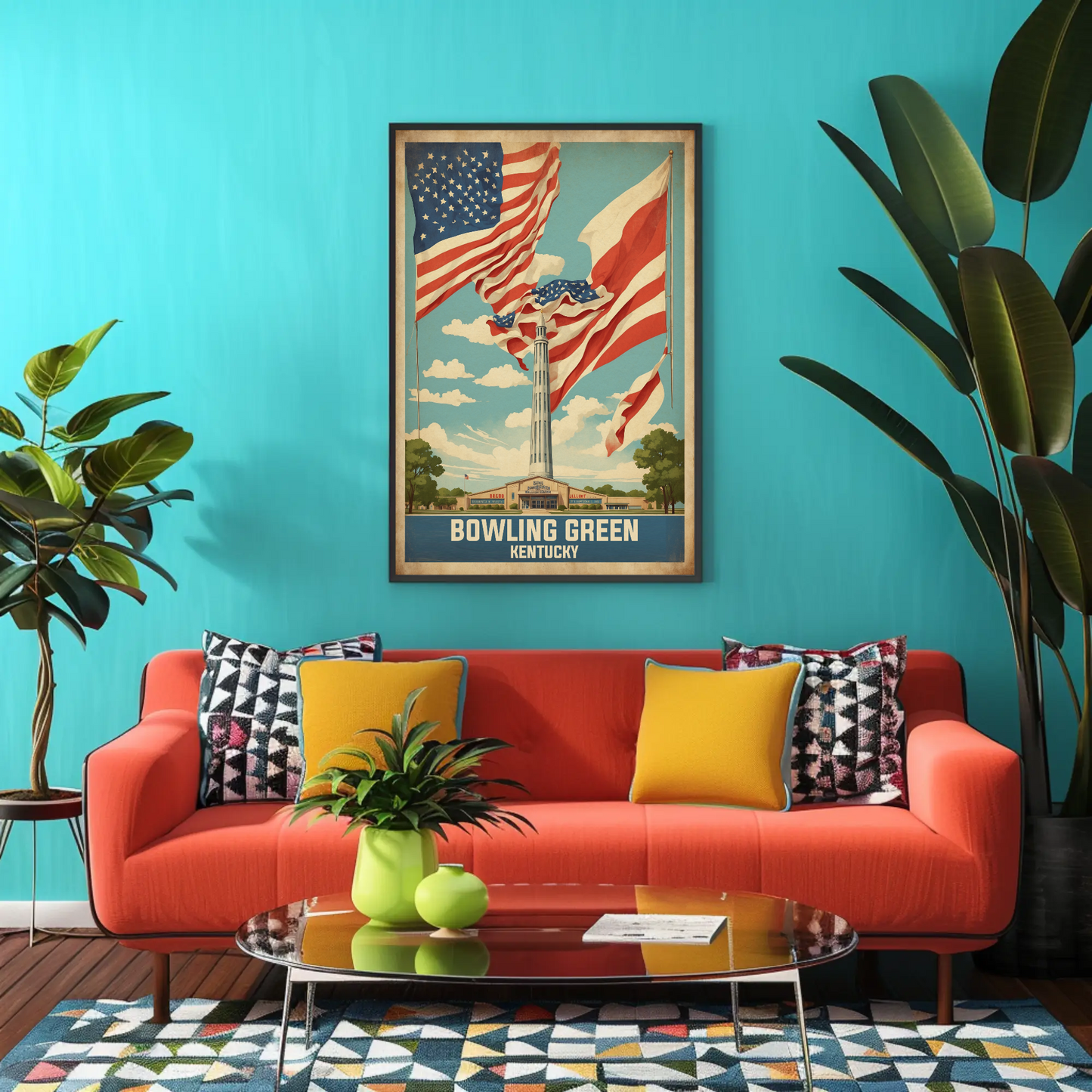 Bowling Green Kentucky Cityscape Art Print Vintage Travel Poster