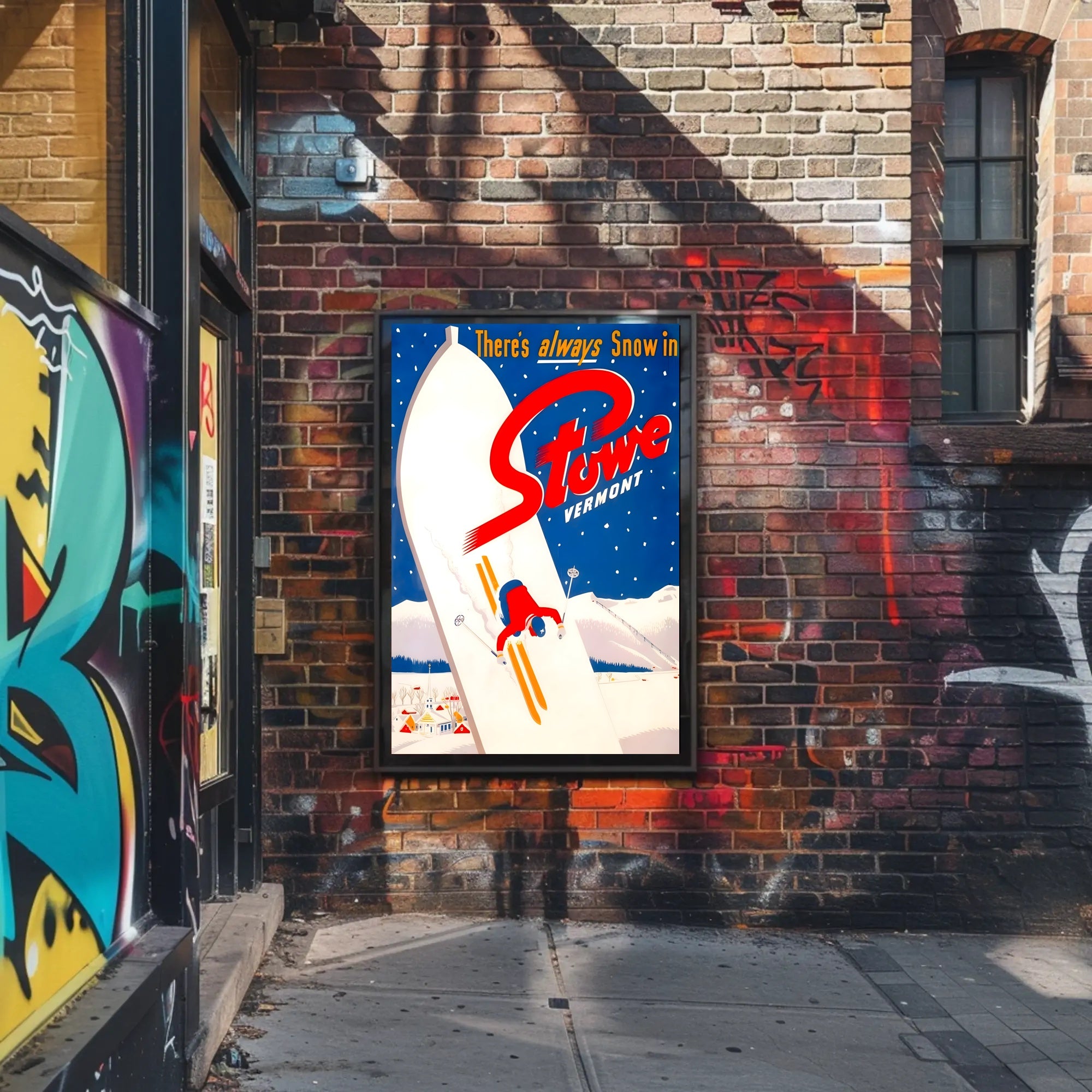 Ski Adventure in Stowe Vermont Travel Poster PosterGoat