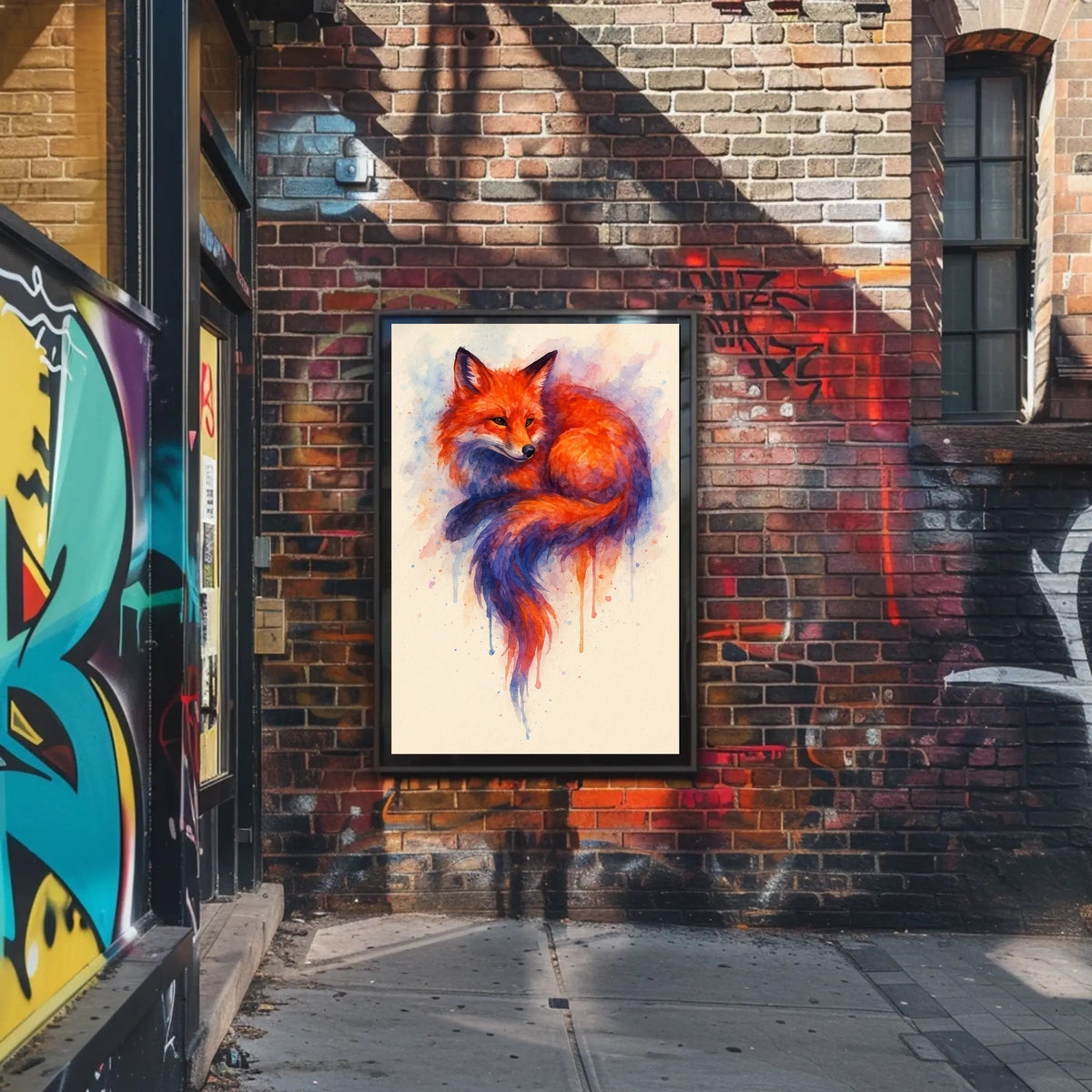 Vibrant Fox in Watercolor Poster