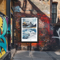 Icelandic Icy Mountains Abstract Artistic Poster PosterGoat