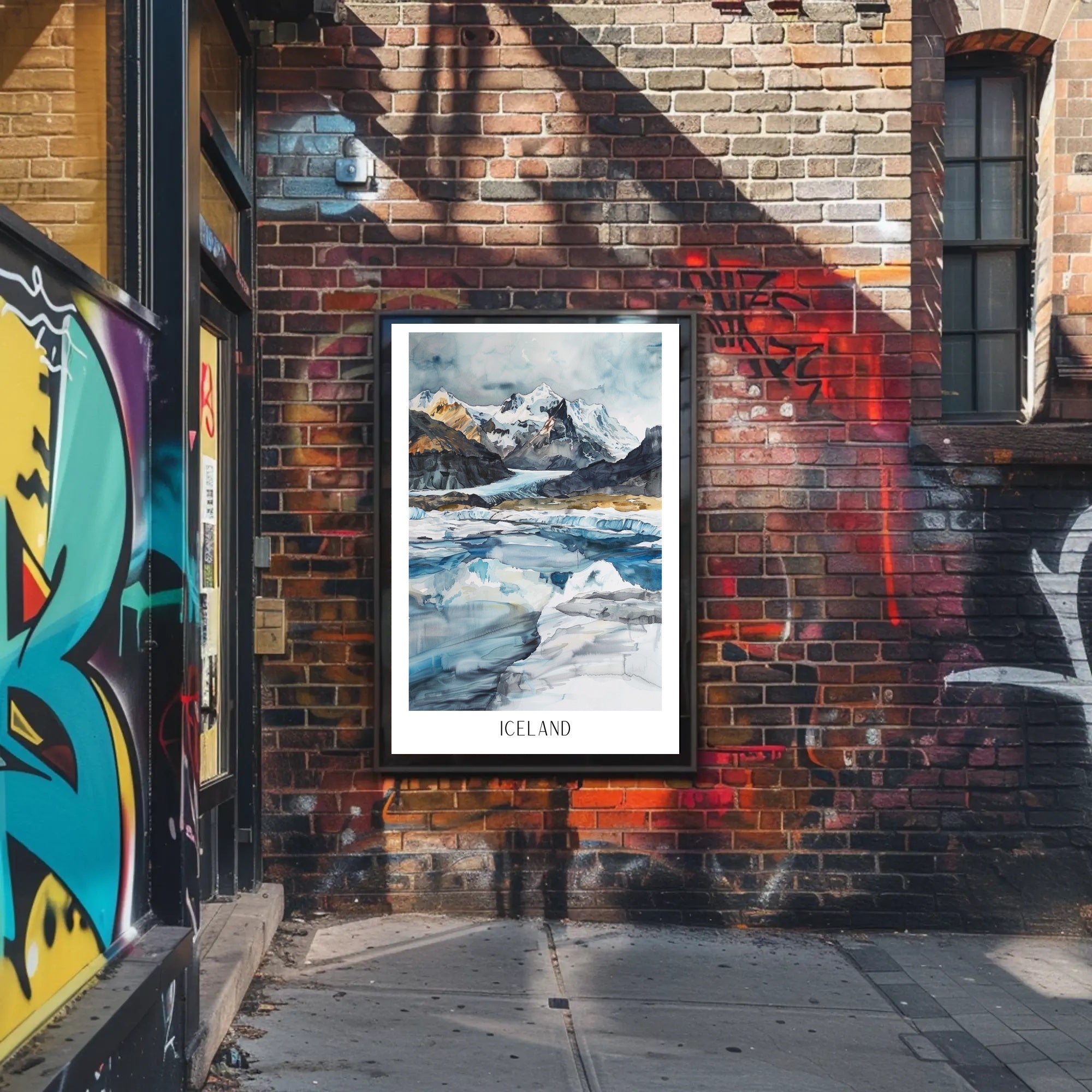 Icelandic Icy Mountains Abstract Artistic Poster PosterGoat