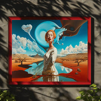 Surreal Desert Landscape with Dreamlike Elements - Artistic Poster