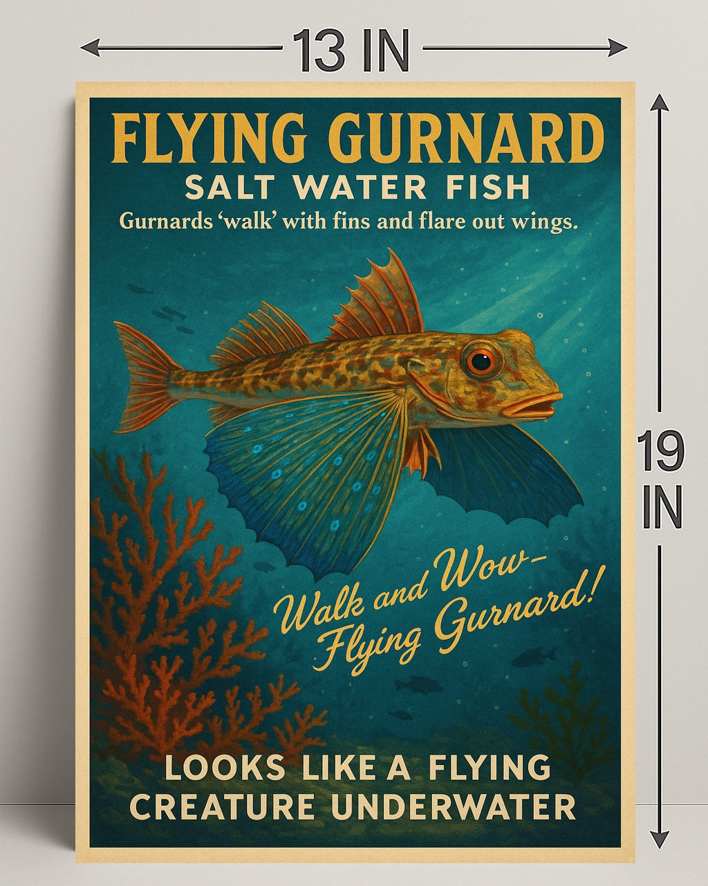 Flying Gurnard Salt Water Fish Poster PosterGoat