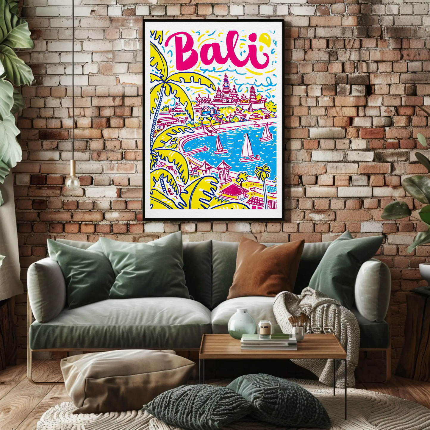 Bali Indonesia Tropical Paradise Ocean Temple Travel Poster