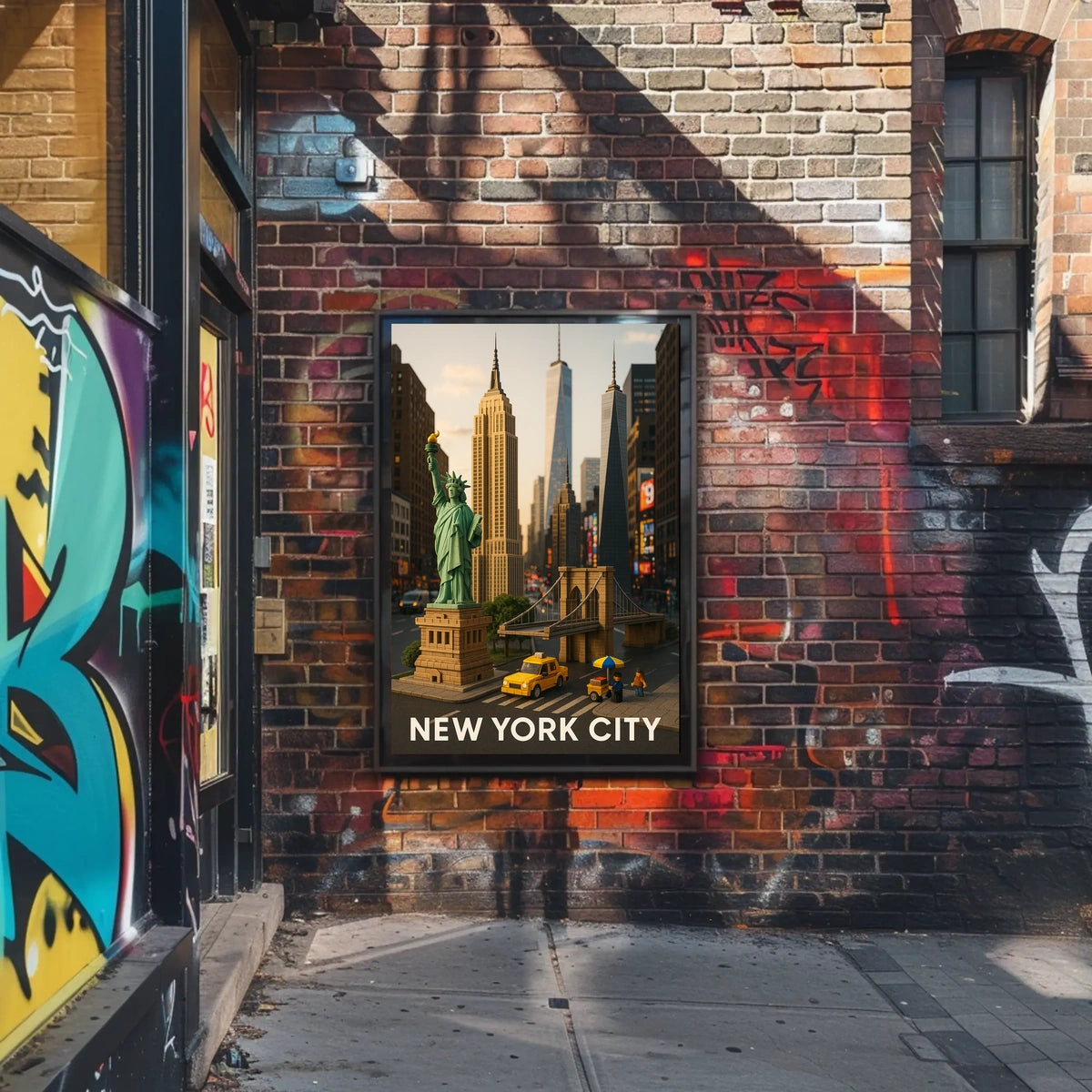 New York City Landmarks Miniature Art Poster Retro Wall Art