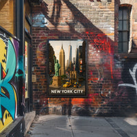 New York City Landmarks Miniature Art Poster Retro Wall Art