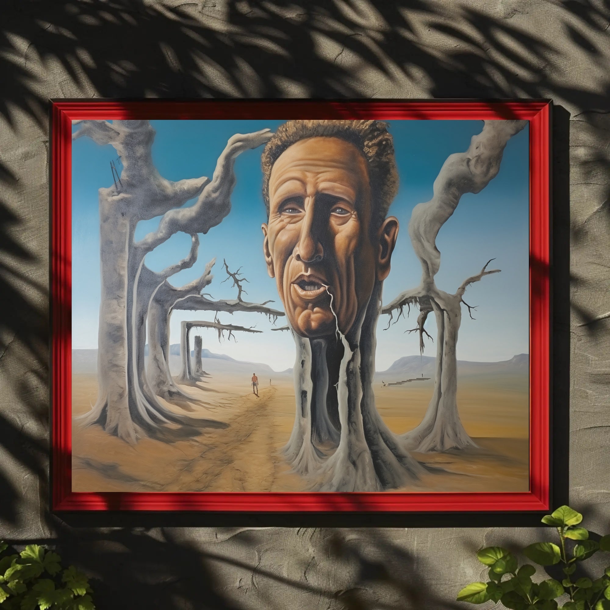 Surreal Desert Landscape with Human-Tree Hybrid - Artistic Poster