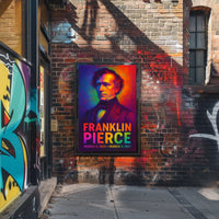 Franklin Pierce 14th President of the United States Neon Gradient Overlay Poster