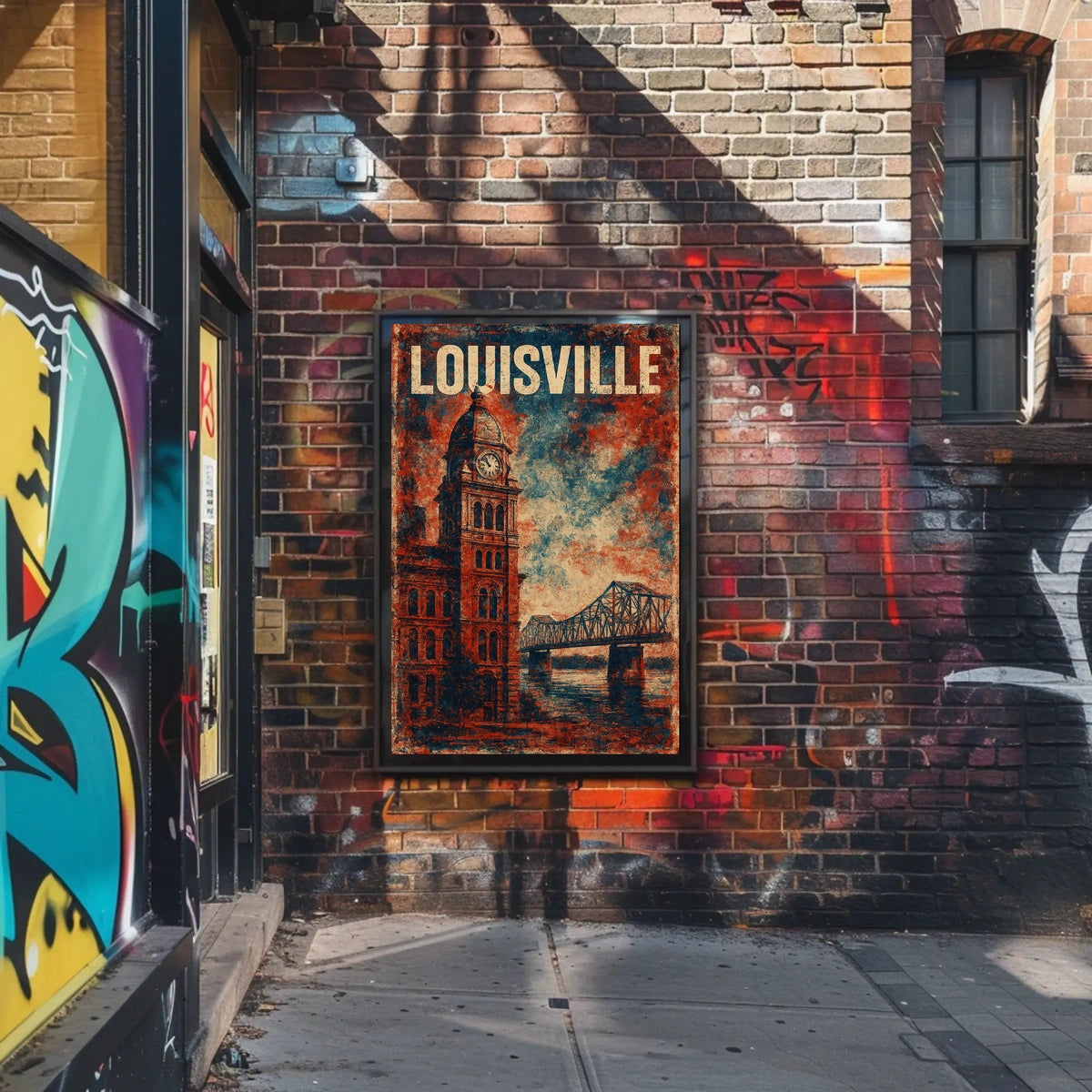 Louisville Clock Tower Cityscape Vintage Expressionism Poster