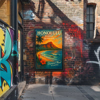 Diamond Head Sunrise Vintage Travel Poster