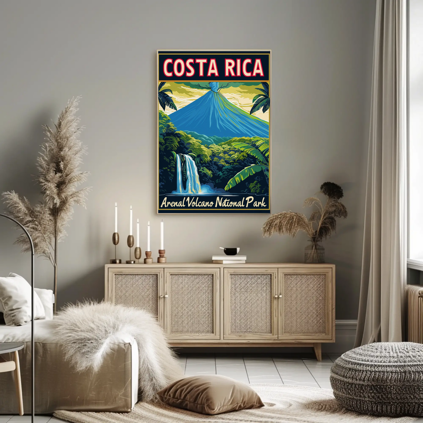 Costa Rica Arenal Volcano National Park Vintage Style Poster