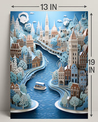 Whimsical River Cityscape Poster
