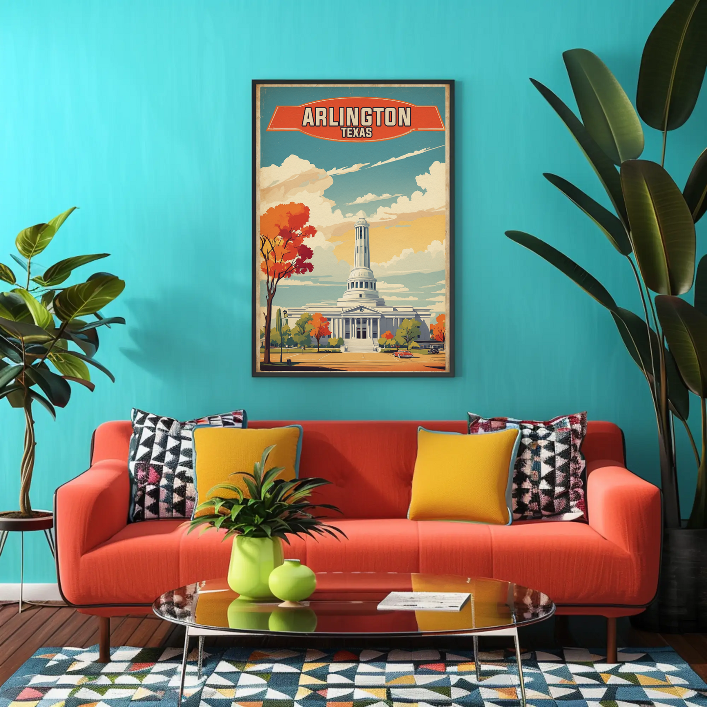Arlington Texas Grand Capitol Vintage Travel Poster