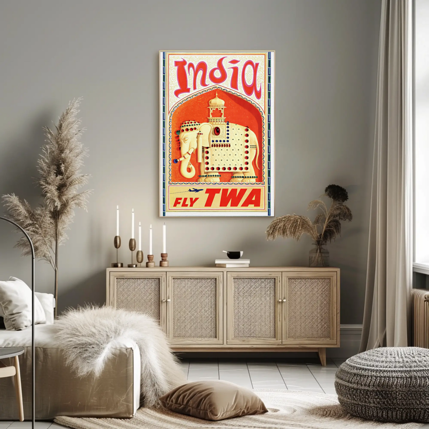 Fly TWA to India Travel Poster by David Klein